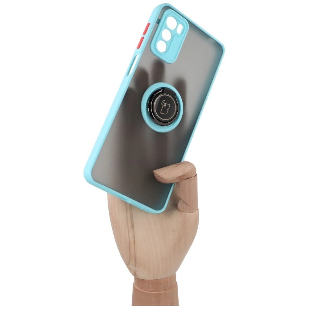 Bizon Case Hybrid Ring Motorola Moto G42 füstös színű világoskék kerettel - 6