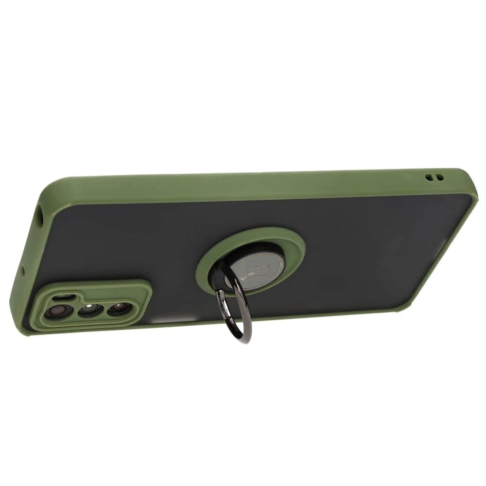 Bizon Case Hybrid Ring Motorola Moto G42 füstös zöld kerettel - 5