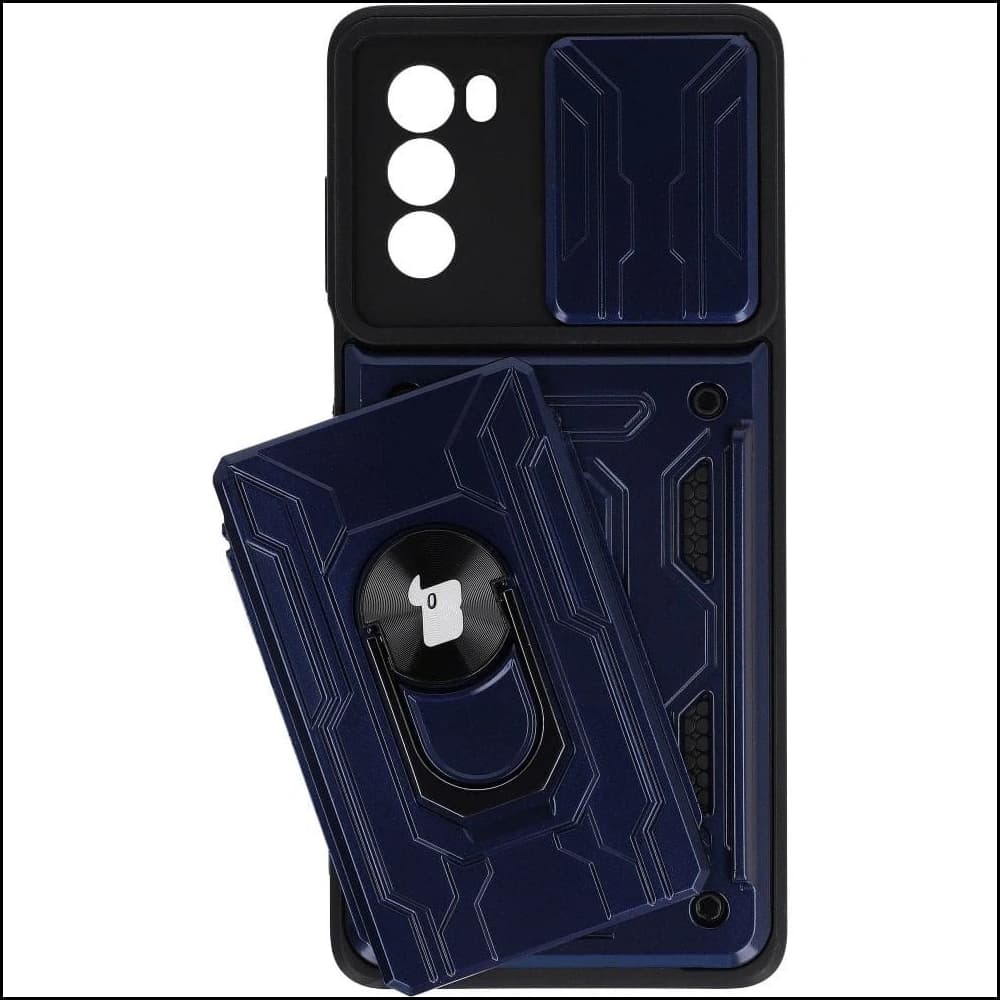 Bizon Case Camshield Slot pentru Card Ring Moto G62 5G albastru marin - 4