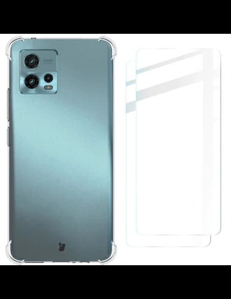 Bizon Case Clear Pack tok + 2x kijelzőfólia Motorola Moto G72 átlátszó