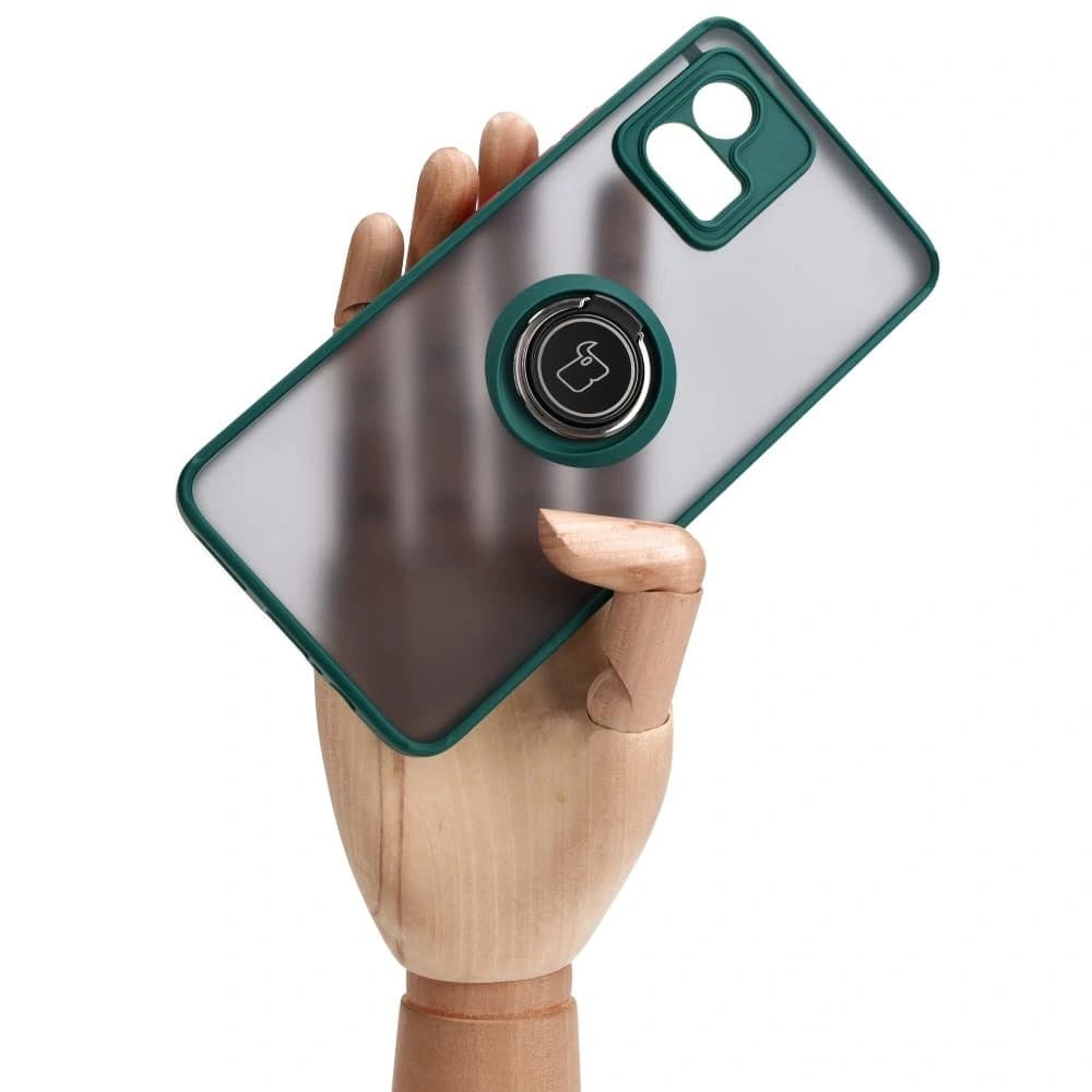 Bizon Case Hybrid Ring Motorola Moto G72 füstös színben, sötétzöld kerettel - 6