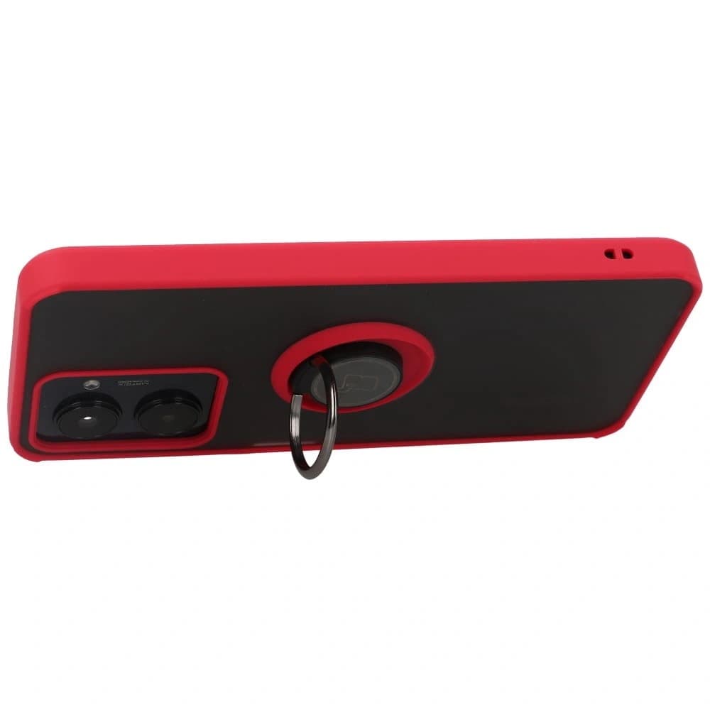 Etui s úchopem na prst Bizon Case Hybrid Ring pro Realme C33 / C30 / Narzo 50i Prime kouřové s červeným rámečkem - 6