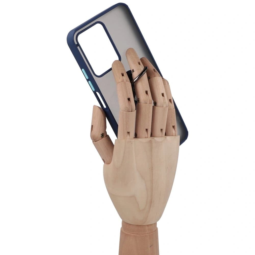 Etui s držákem na prst Bizon Case Hybrid Ring pro Realme C33 / C30 / Narzo 50i Prime kouřové s modrým rámečkem - 9