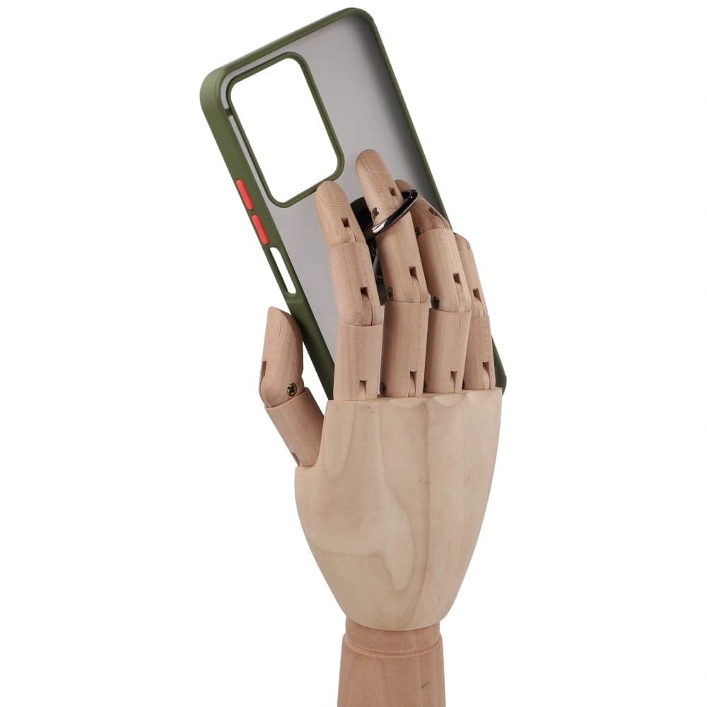 Etui s úchopem na prst Bizon Case Hybrid Ring pro Realme C33 / C30 / Narzo 50i Prime kouřové s zeleným rámečkem - 8