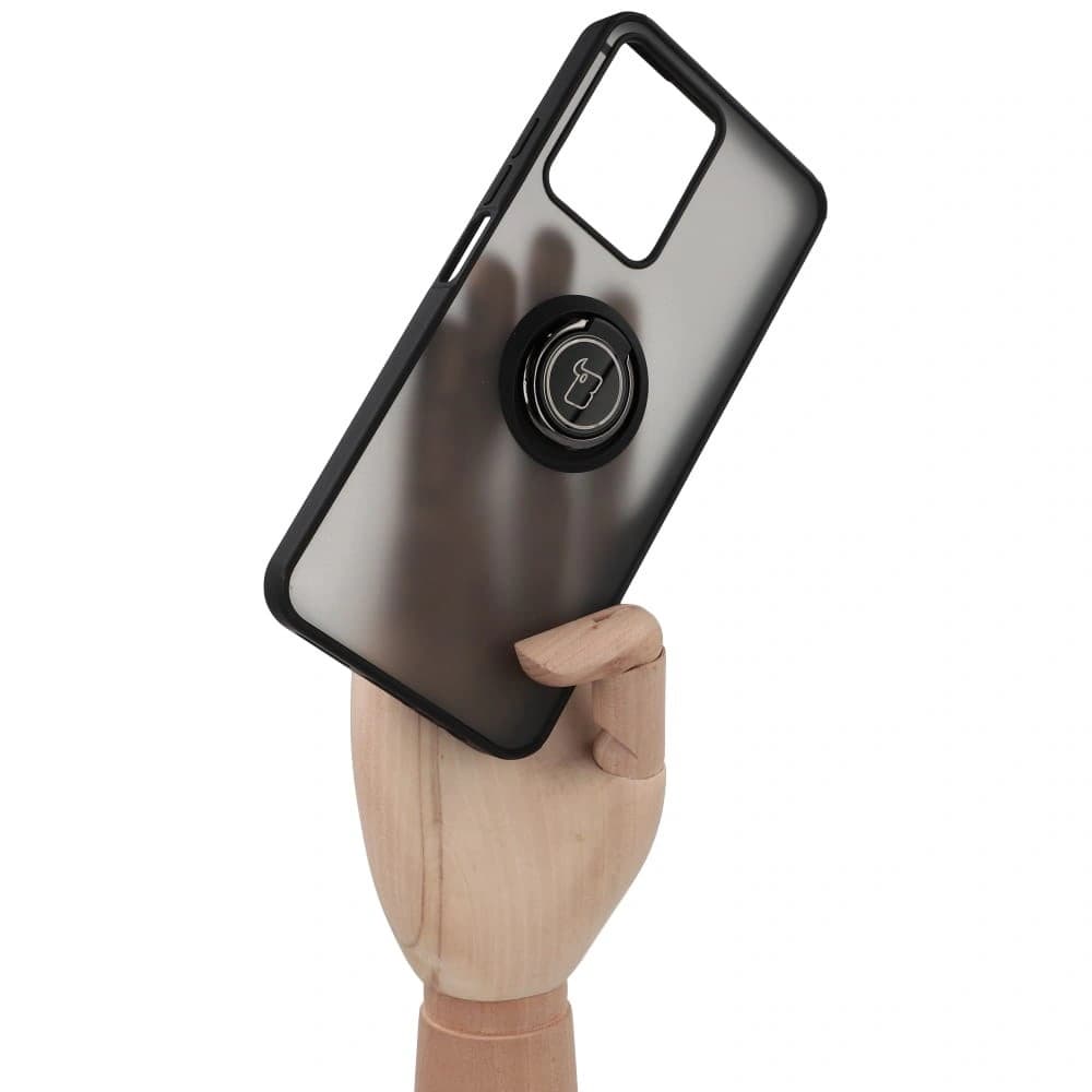 Etui s úchytem na prst Bizon Case Hybrid Ring pro Realme C33 / C30 / Narzo 50i Prime kouřové s černým rámečkem - 7