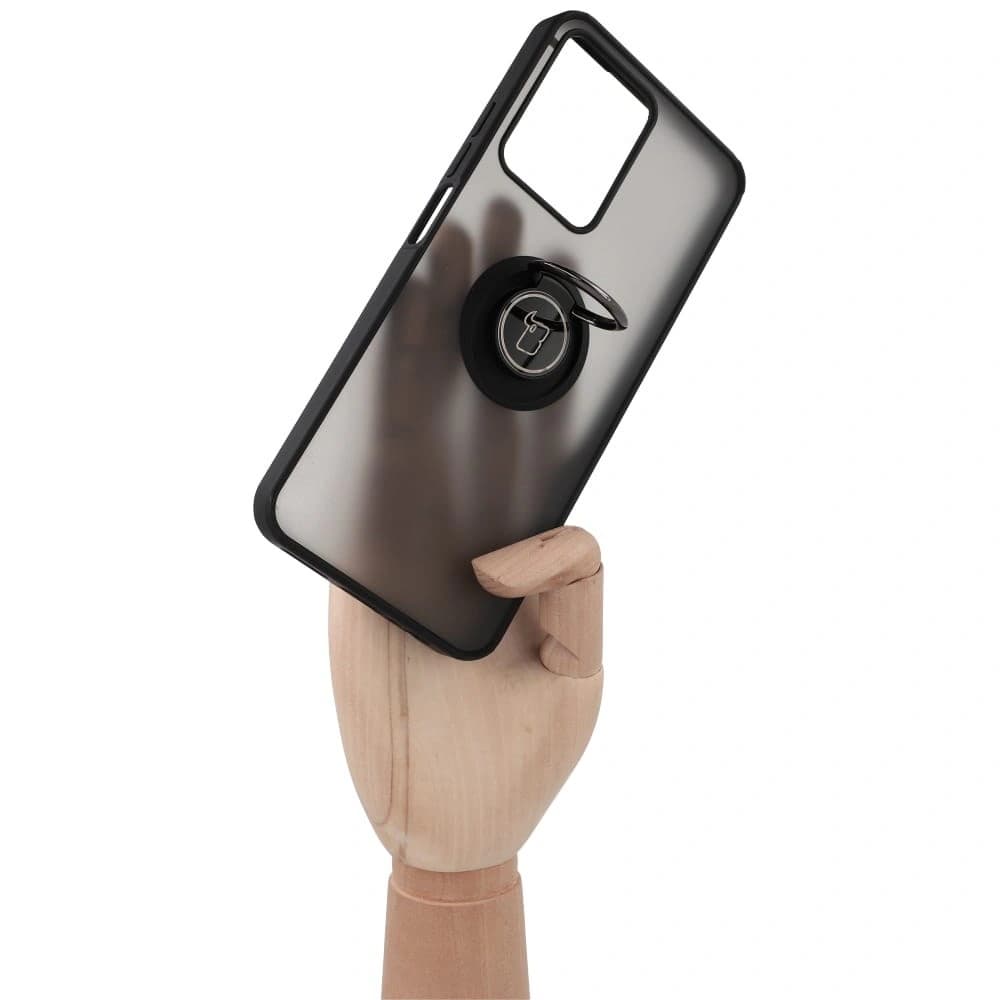 Etui s úchytem na prst Bizon Case Hybrid Ring pro Realme C33 / C30 / Narzo 50i Prime kouřové s černým rámečkem - 8