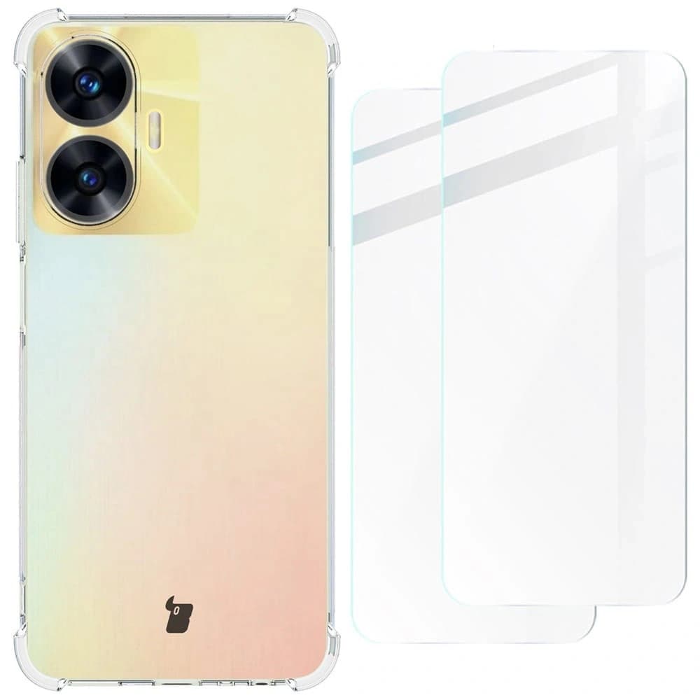 Bizon Case Clear Pack tok + 2x kijelzőüveg Realme C55 átlátszó
