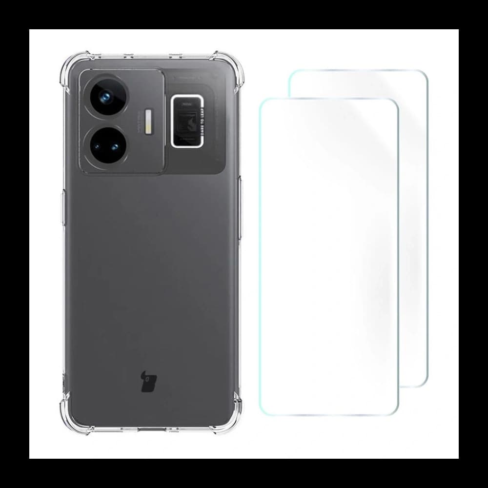 Bizon Case Clear Pack tok + 2x kijelzőfólia Realme GT3 átlátszó