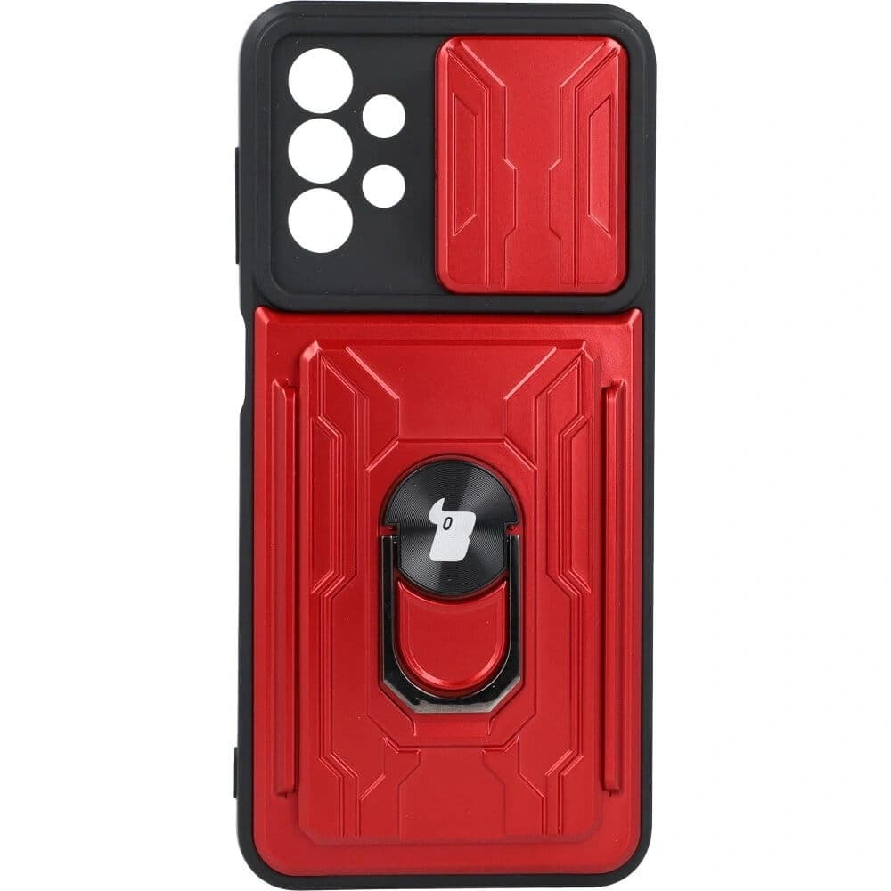 Bizon Case Camshield cu slot pentru card Ring Samsung Galaxy A13 4G roșu
