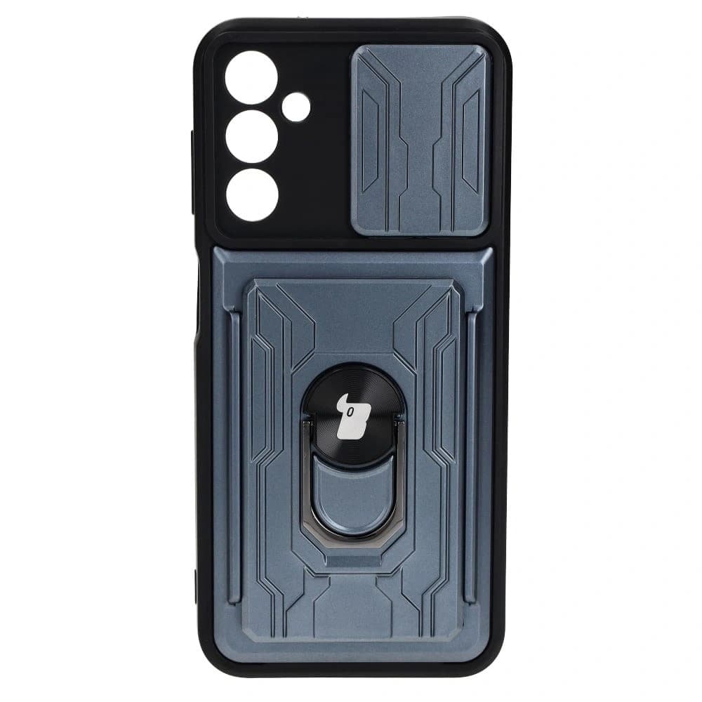 Bizon Case Camshield Card Slot Ring Samsung Galaxy A14 4G/5G gri