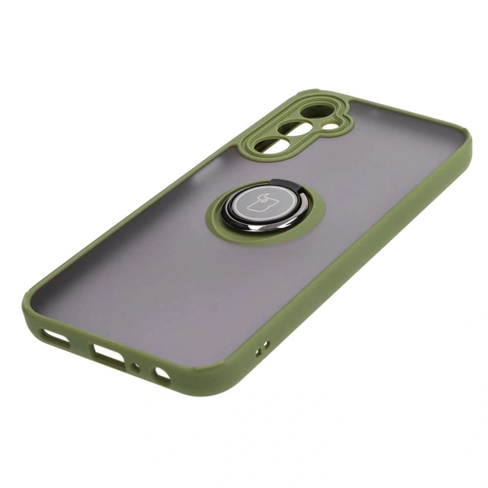 Etui z uchwytem na palec Bizon Case Hybrid Ring do Samsung Galaxy A24 4G kouřové se zeleným rámem - 3