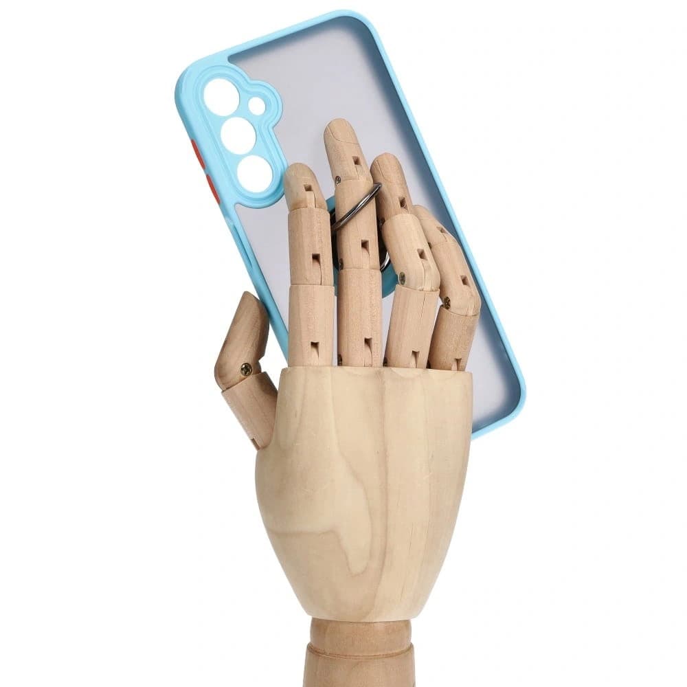 Etui s úchopem na prst Bizon Case Hybrid Ring do Samsung Galaxy A24 4G kouřové s jasně modrým rámem - 8