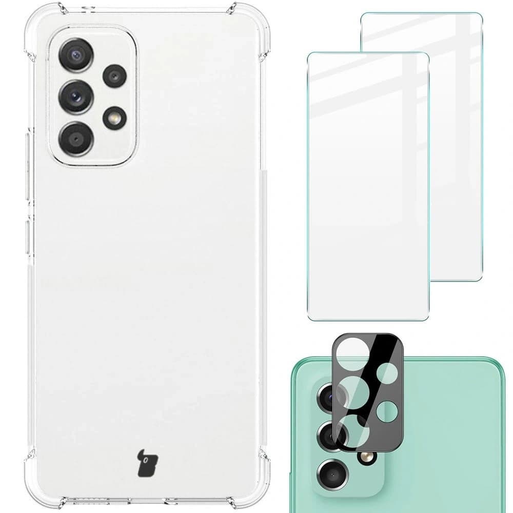 Bizon Case Clear Pack Hülle + 2x Bildschirmglas + Objektivglas Samsung Galaxy A53 5G klar