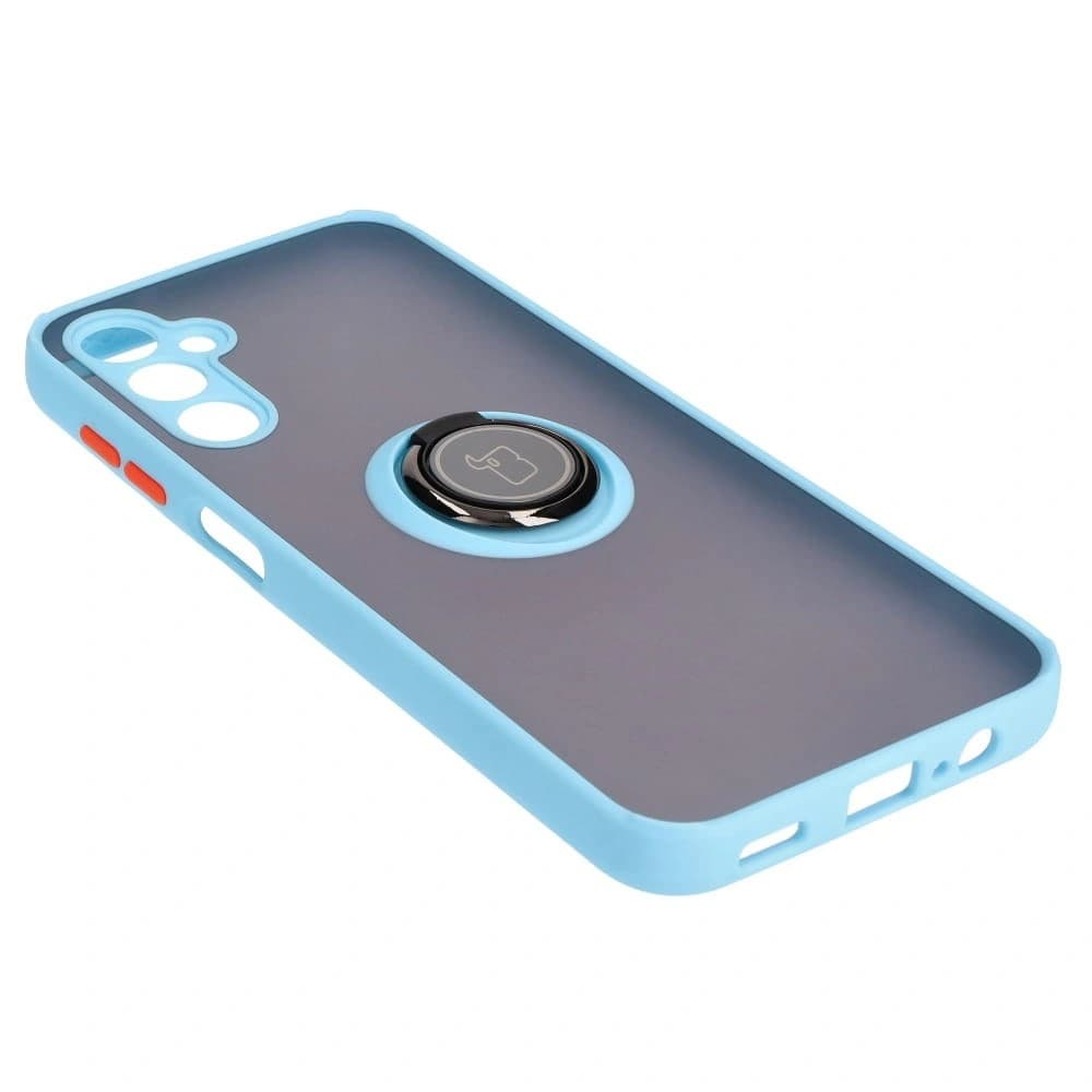 Bizon Case Hybrid Ring Samsung Galaxy M14 5G fumuriu cu un cadru de culoare albastru deschis - 4