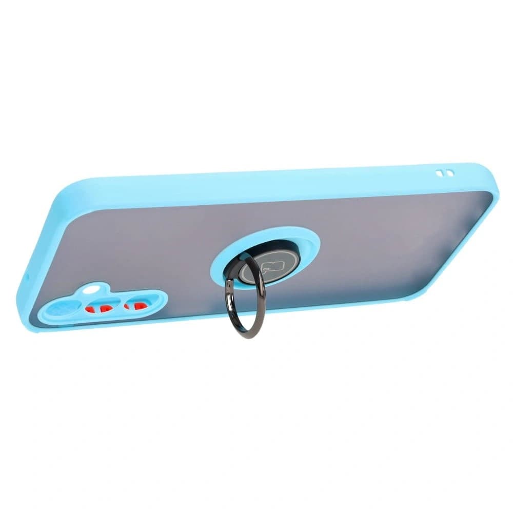 Bizon Case Hybrid Ring Samsung Galaxy M14 5G fumuriu cu un cadru de culoare albastru deschis - 5