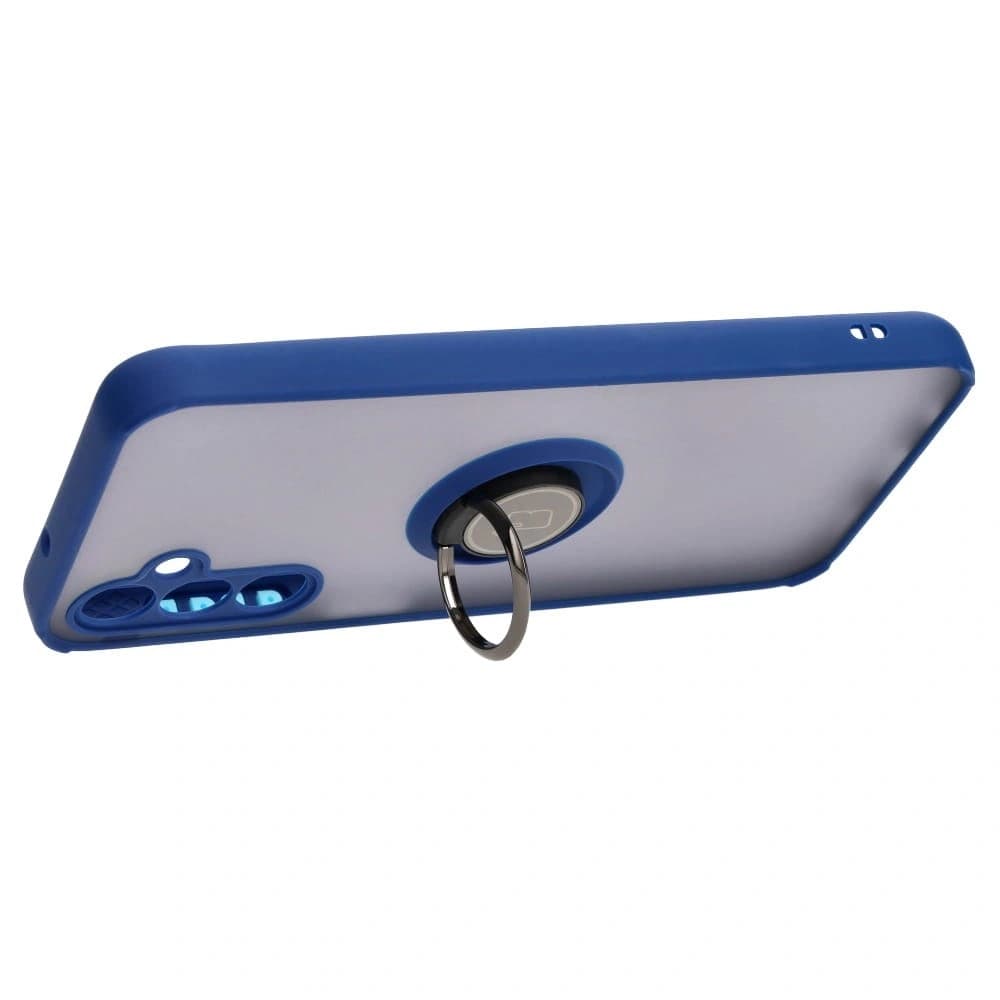 Bizon Case Hybrid Ring Samsung Galaxy M14 5G fumuriu cu un cadru albastru marin - 5
