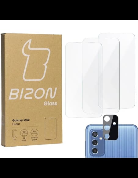 Bizon Glass Clear sticlă securizată - 3 buc. + sticlă lentilă Samsung Galaxy M52