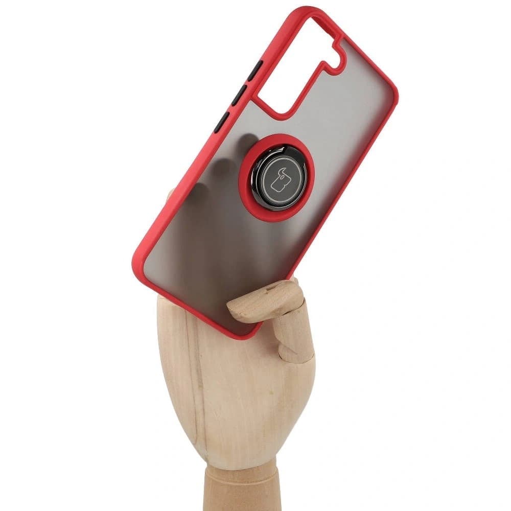 Bizon Case Hybrid Ring Samsung Galaxy S22 smoky with a red frame