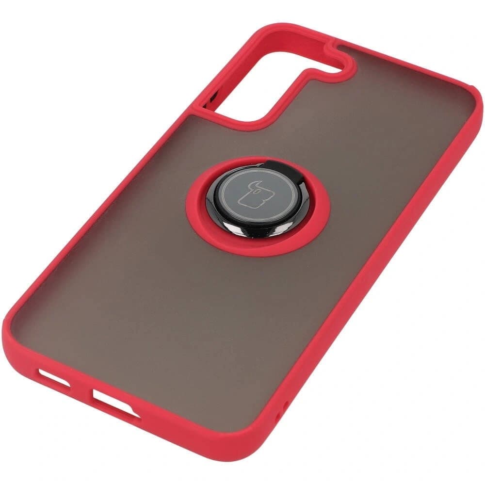 Bizon Case Hybrid Ring Samsung Galaxy S22 Plus füstös piros kerettel - 3