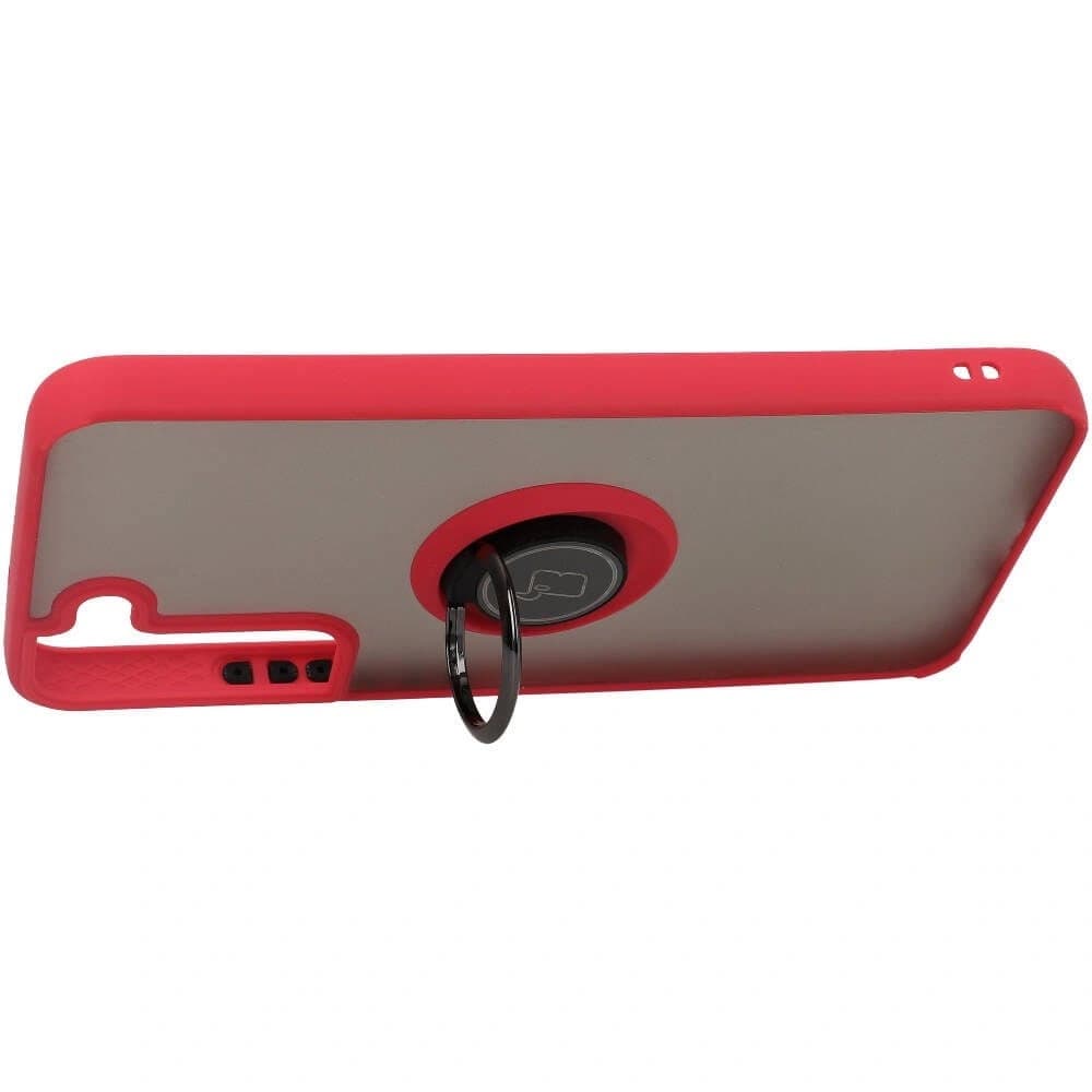 Bizon Case Hybrid Ring Samsung Galaxy S22 Plus füstös piros kerettel - 5