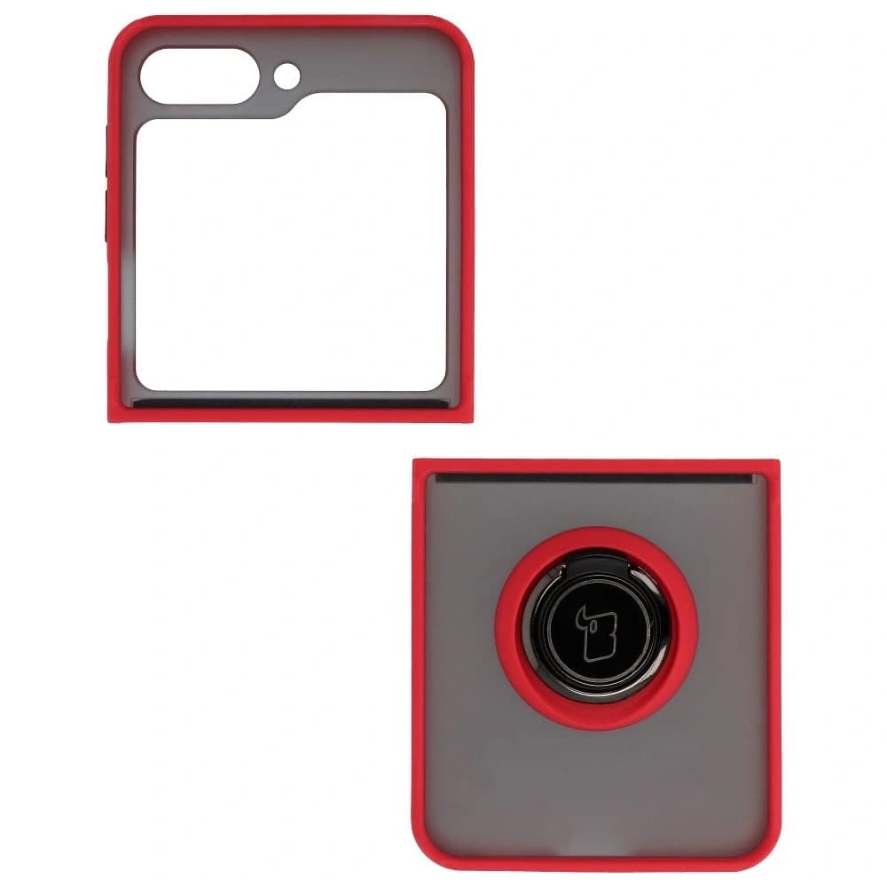Bizon Case Hybrid Ring Samsung Galaxy Z Flip5 rauchig mit einem roten Rahmen - 3