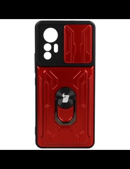 Bizon Case Camshield Card Slot Ring Xiaomi 12 Lite red