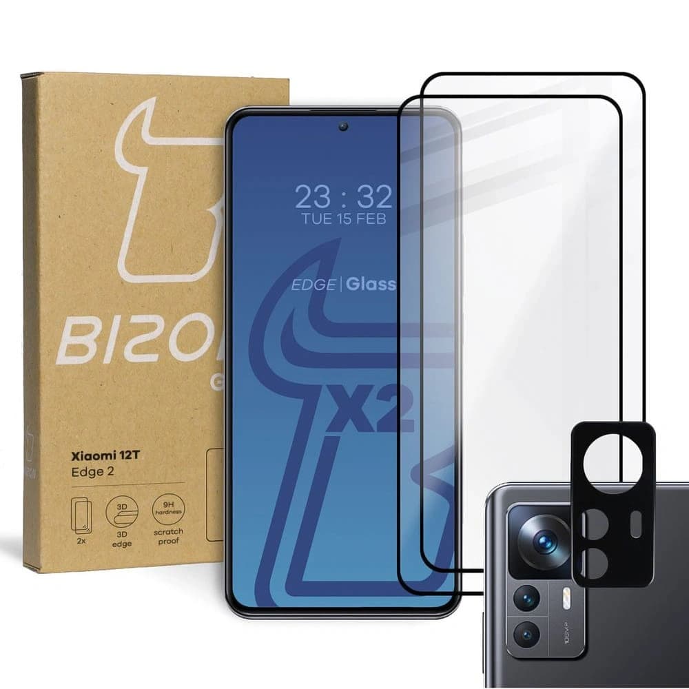 BIZON Edge 2 2x sticlă pentru ecran + sticlă pentru cameră Xiaomi 12T