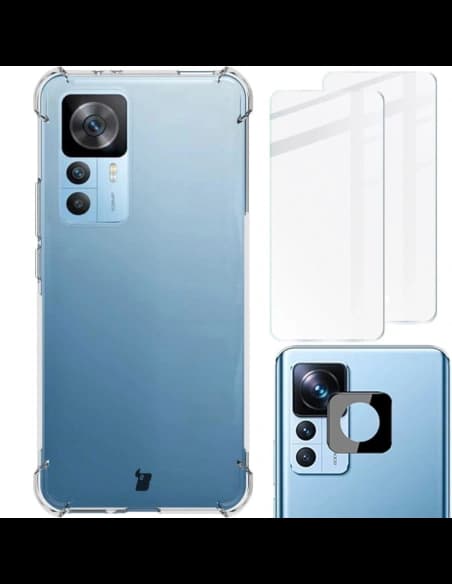 Bizon Case Clear Pack carcasă + 2x sticlă de ecran + sticlă de lentilă Xiaomi 12T Pro clar