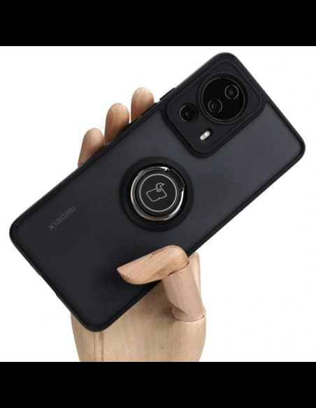 Bizon Case Hybrid Ring Xiaomi 13 Lite fumuriu cu un cadru negru