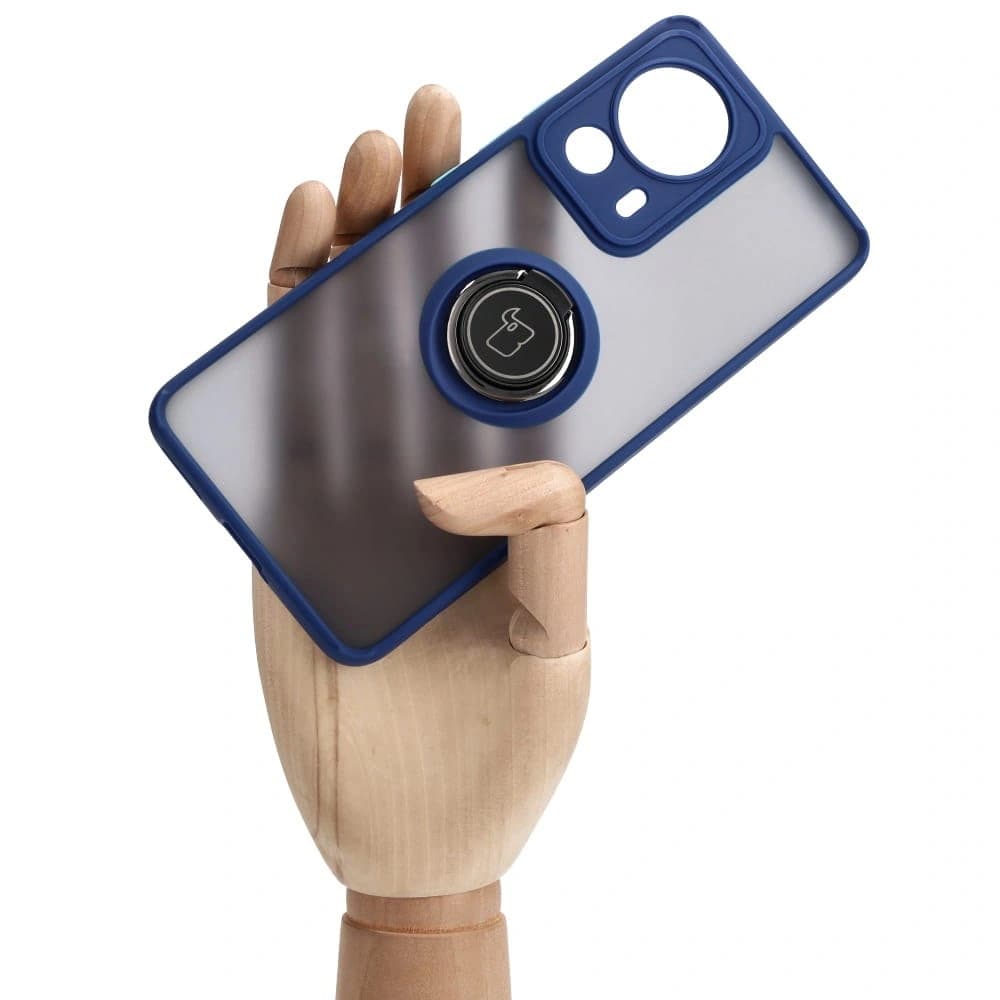 Bizon Case Hybrid Ring Xiaomi 13 Lite fumurii cu un cadru albastru marin - 6