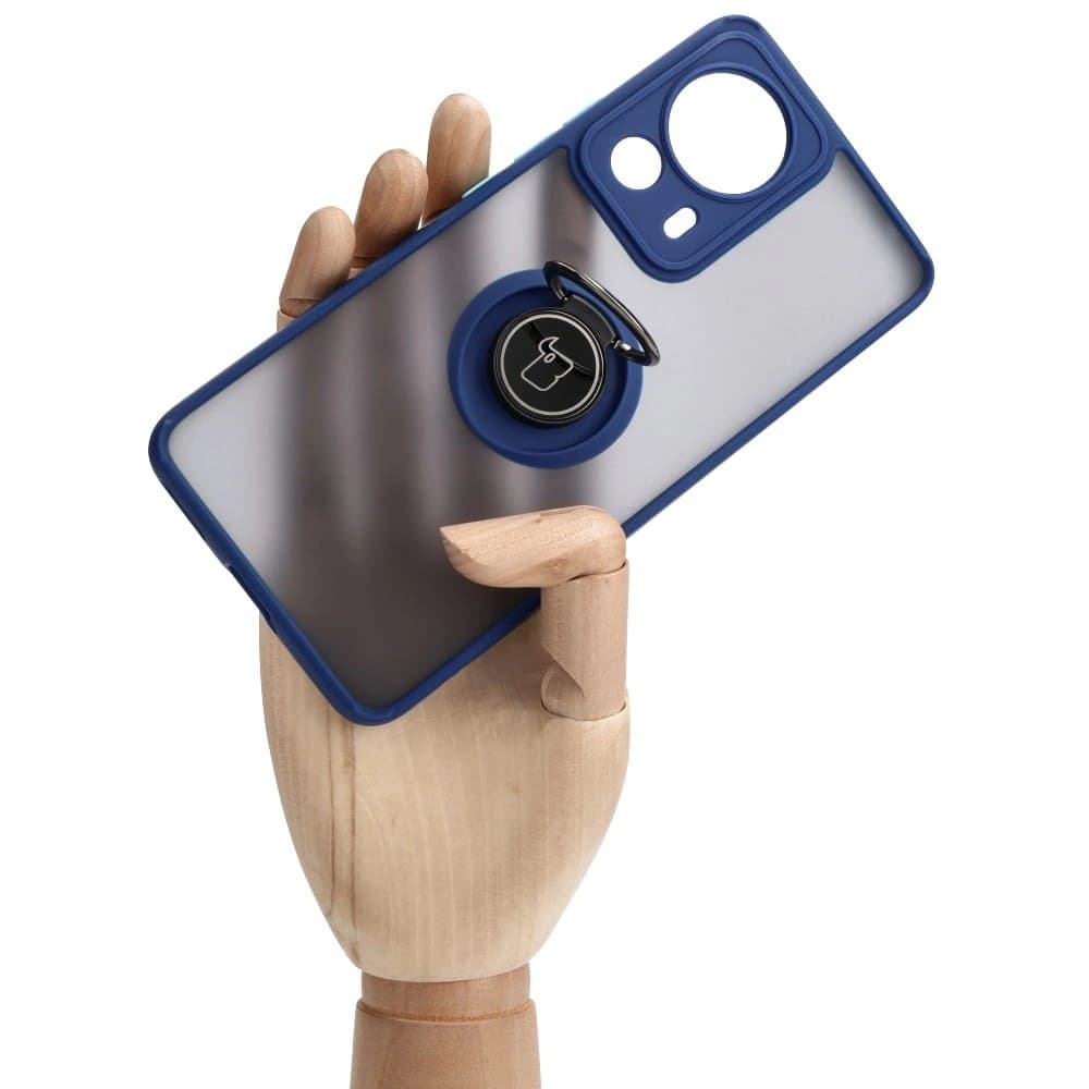 Bizon Case Hybrid Ring Xiaomi 13 Lite fumurii cu un cadru albastru marin - 7