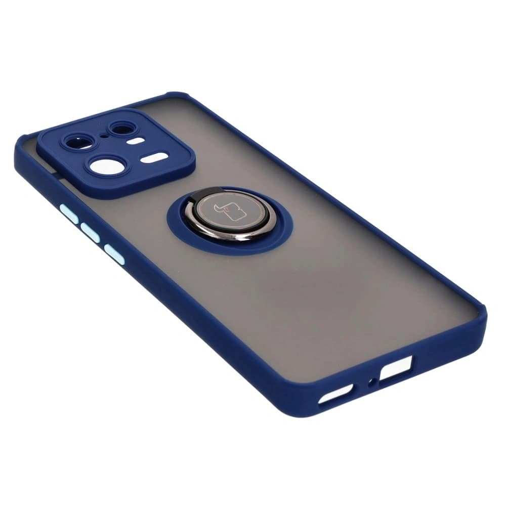 Bizon Case Hybrid Ring Xiaomi 13 Pro smoky with a navy blue frame - 4