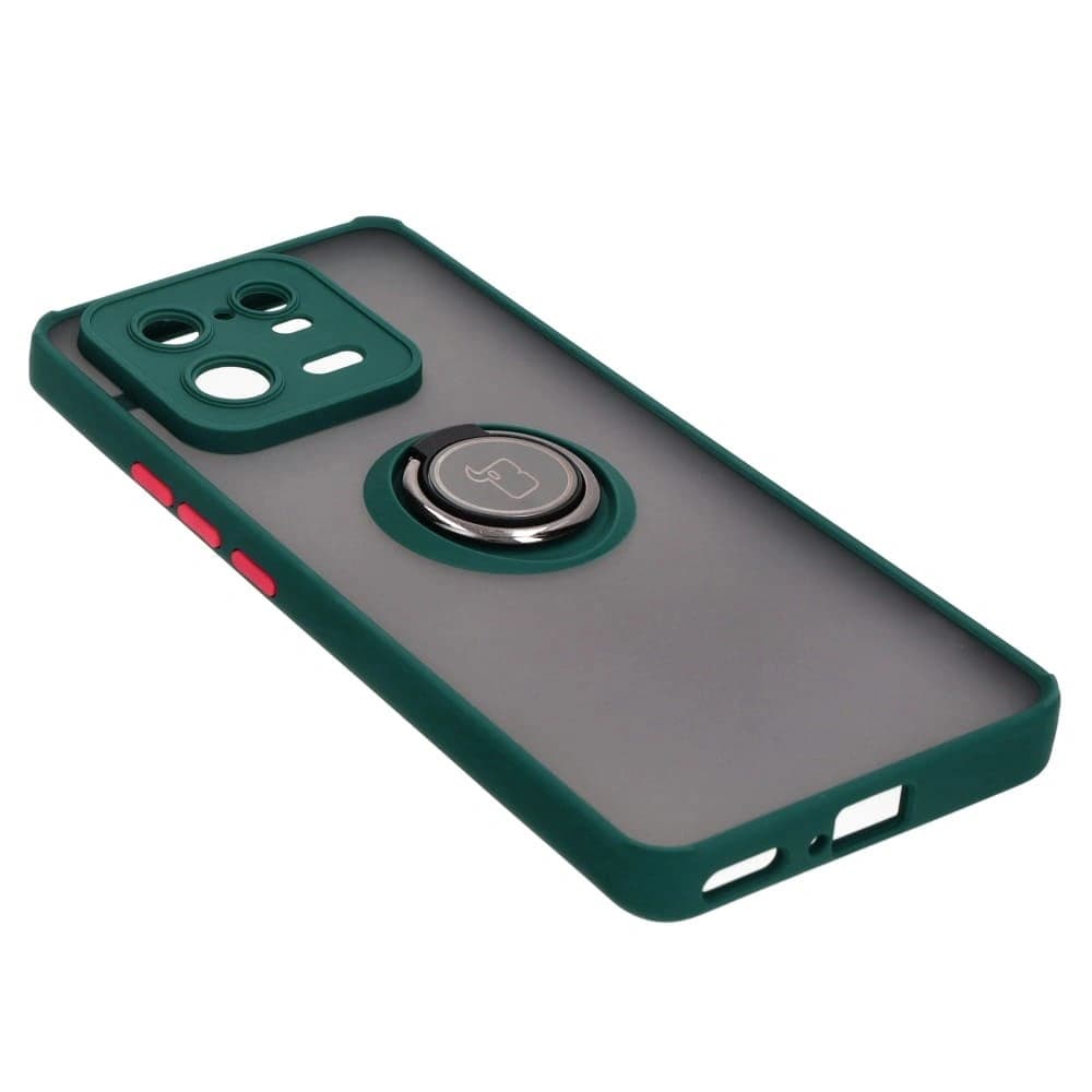 Bizon Case Hybrid Ring Xiaomi 13 Pro smoky with a dark green frame - 4