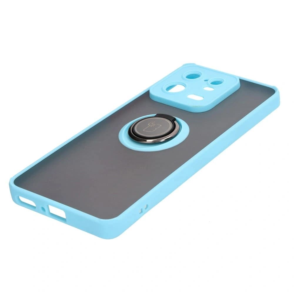 Bizon Case Hybrid Ring Xiaomi 13 Pro smoky with a light blue frame - 3