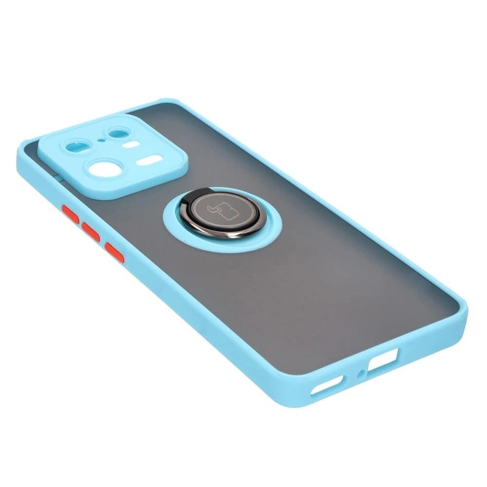 Bizon Case Hybrid Ring Xiaomi 13 Pro smoky with a light blue frame - 4