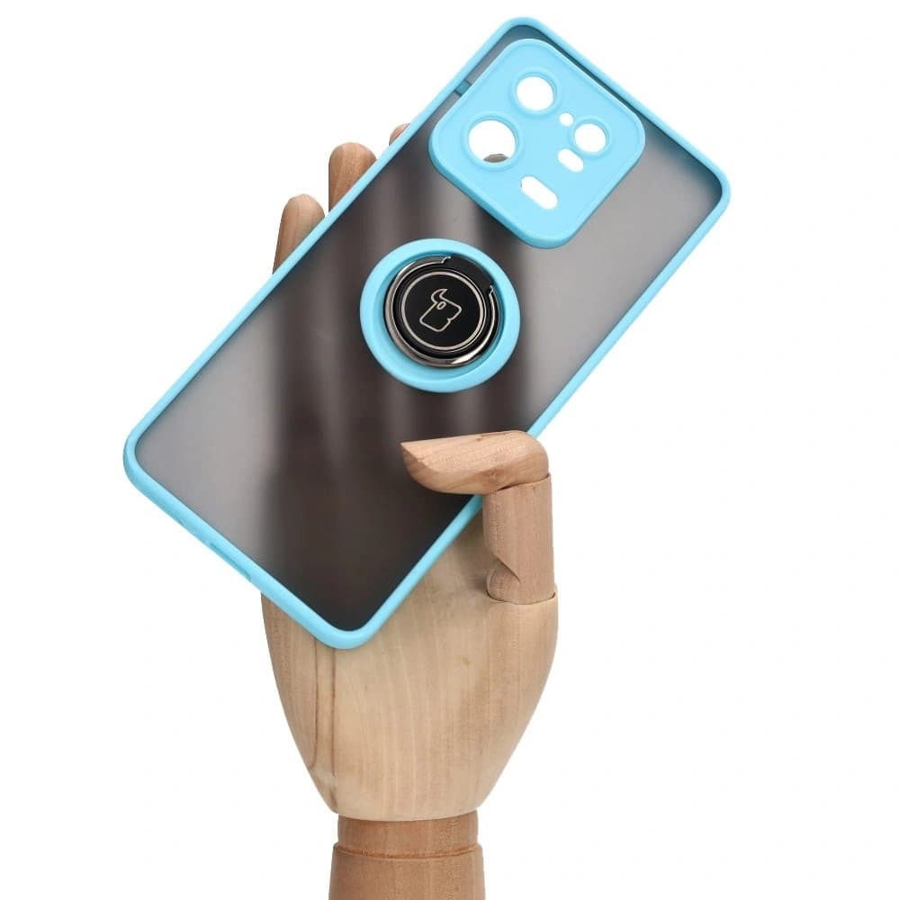 Bizon Case Hybrid Ring Xiaomi 13 Pro smoky with a light blue frame - 6