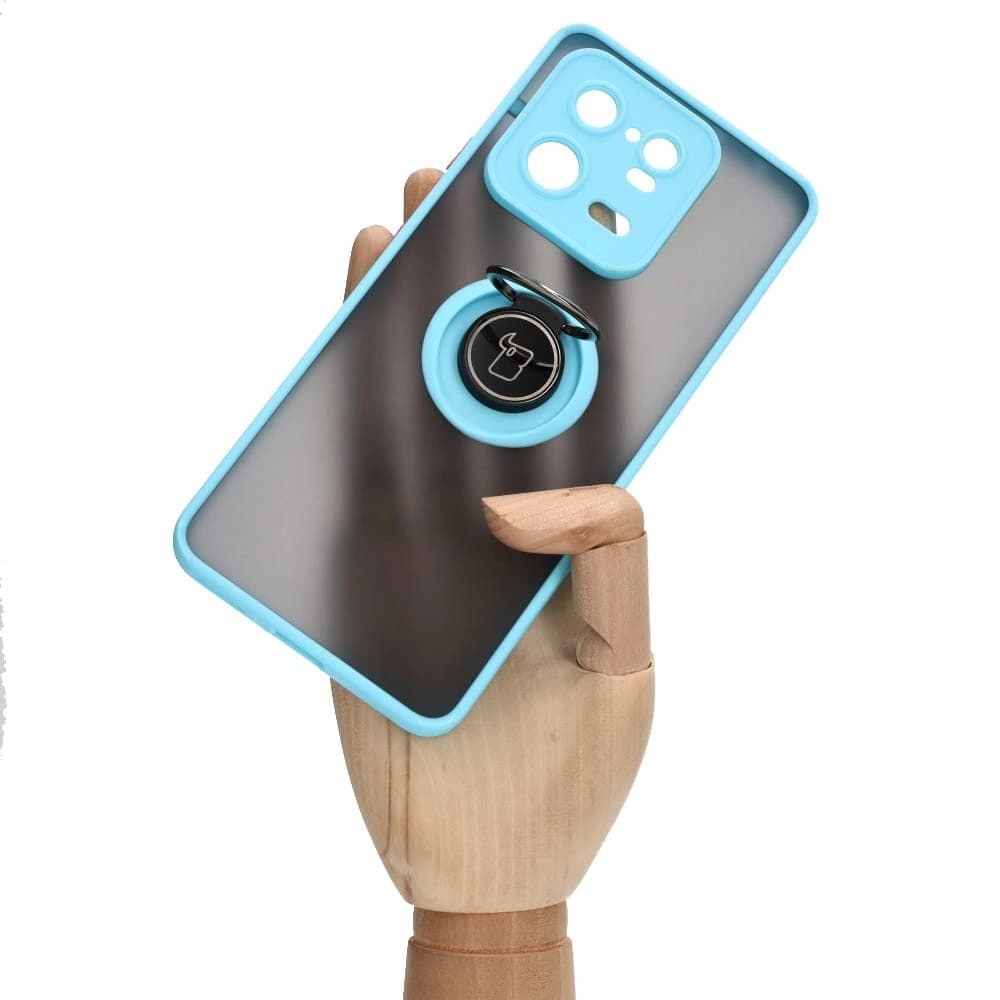 Bizon Case Hybrid Ring Xiaomi 13 Pro smoky with a light blue frame - 7