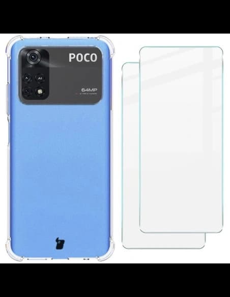 Bizon Case Clear Pack husă + 2x sticlă pentru ecran Xiaomi Poco M4 Pro 4G clar