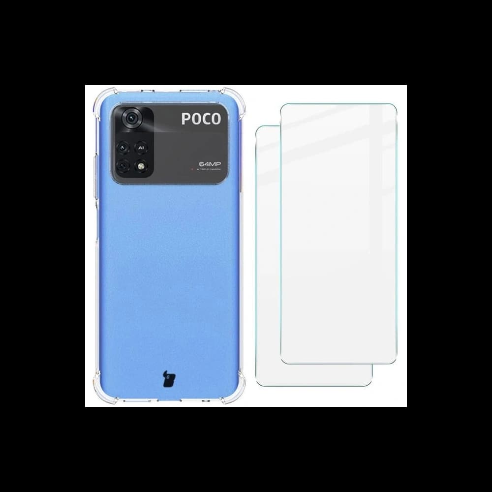 Bizon Case Clear Pack husă + 2x sticlă pentru ecran Xiaomi Poco M4 Pro 4G clar