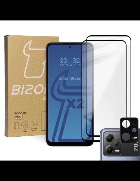 2x üveg a kijelzőhöz + üveg a kamerához BIZON Edge 2 Poco X5-hoz