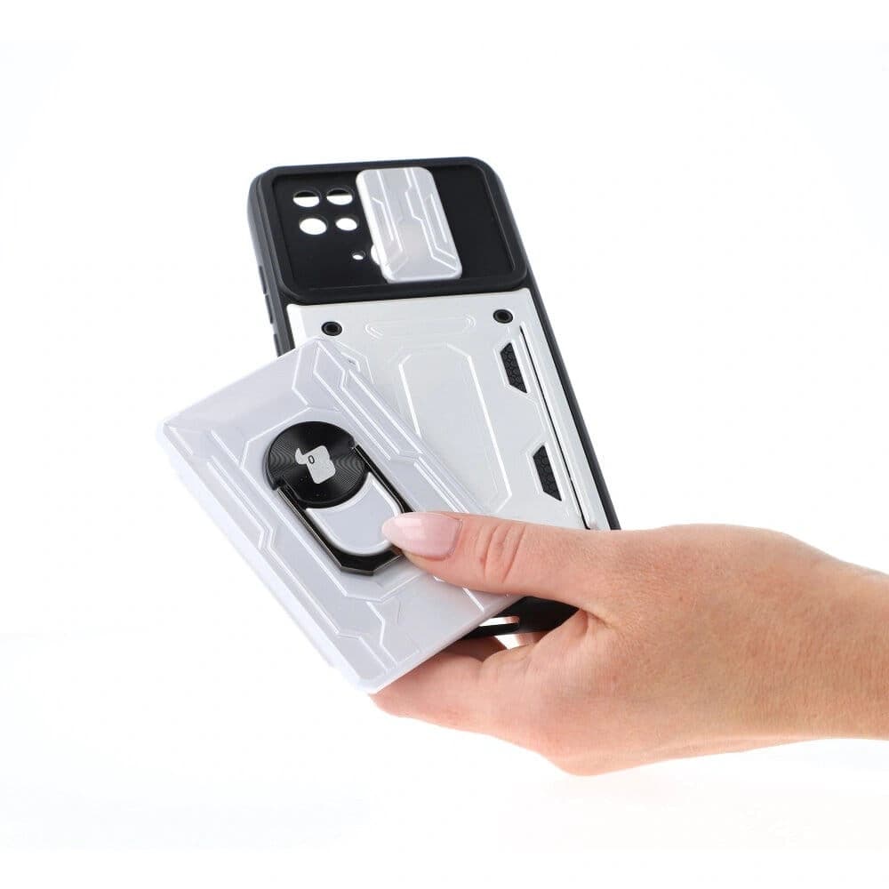 Bizon Case Camshield Kártya Slot Gyűrű Xiaomi Redmi 10C fehér - 4