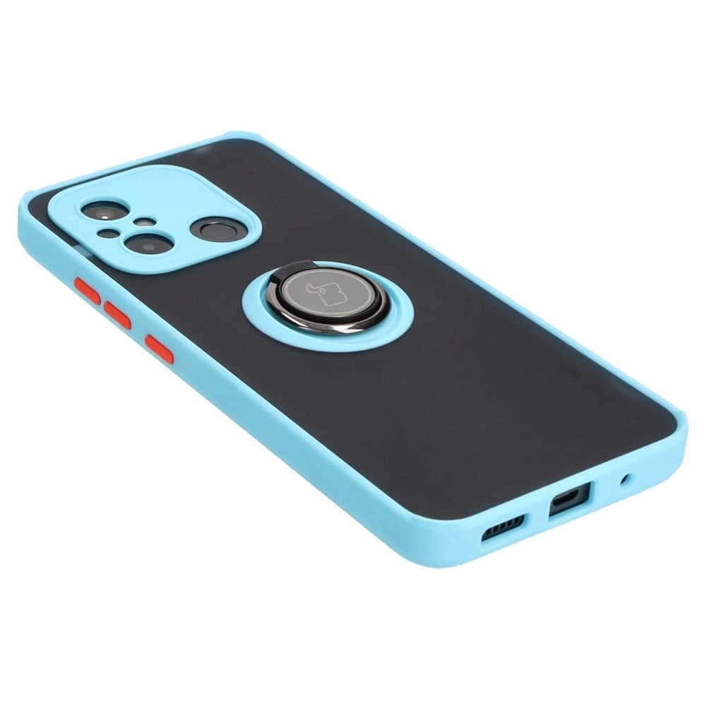 Bizon Case Hybrid Ring Xiaomi Redmi 12C rauchig mit einem hellblauen Rahmen - 4
