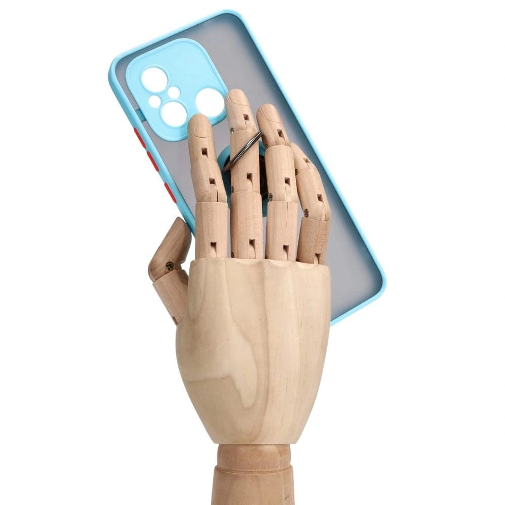 Bizon Case Hybrid Ring Xiaomi Redmi 12C rauchig mit einem hellblauen Rahmen - 8