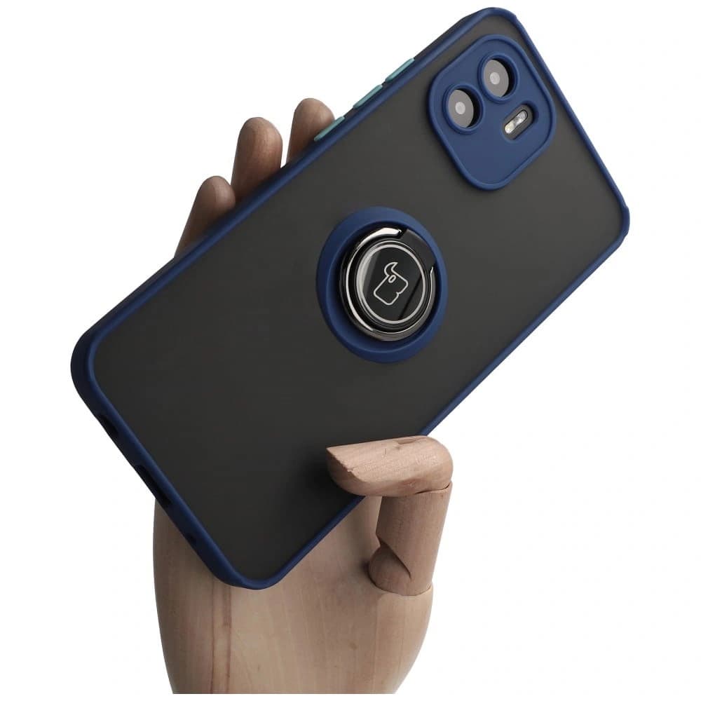 Bizon Case Hybrid Ring Xiaomi Redmi A1 füstös, tengerészkék kerettel