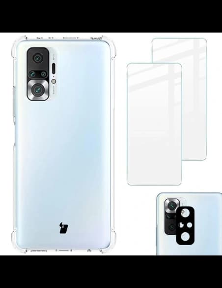 Bizon Case Clear Pack tok + 2x kijelző üveg + lencse üveg Xiaomi Redmi Note 10 Pro átlátszó