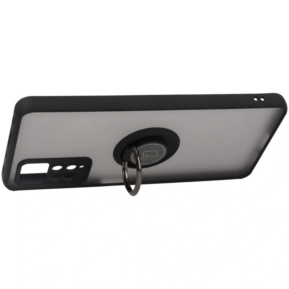 Bizon Case Hybrid Ring Xiaomi Redmi Note 11 Pro / Pro 5G rauchig mit einem schwarzen Rahmen - 5