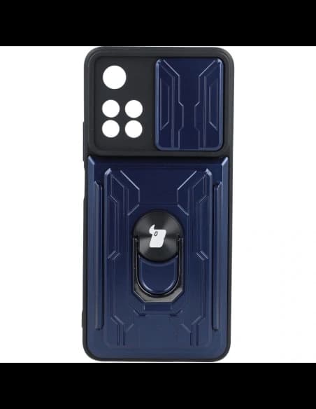Bizon Case Camshield Card Slot Ring Xiaomi Redmi Note 11 Pro+ 5G navy blue