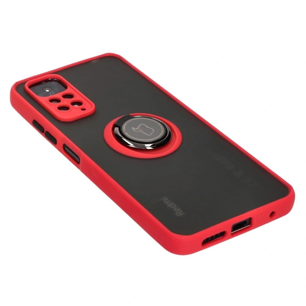 Bizon Case Hybrid Ring Xiaomi Redmi Note 11 / 11S 4G fumuriu cu un cadru roșu - 4