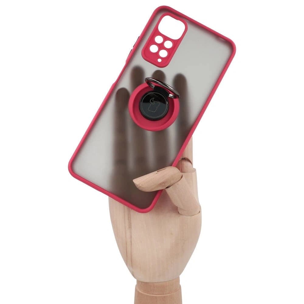 Bizon Case Hybrid Ring Xiaomi Redmi Note 11 / 11S 4G fumuriu cu un cadru roșu - 7