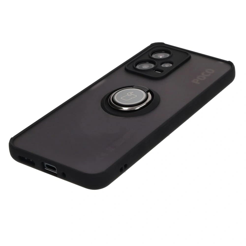 Bizon Case Hybrid Ring Xiaomi Poco X5 / Redmi Note 12 5G rauchig mit einem schwarzen Rahmen - 3